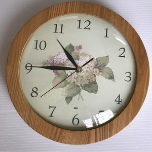 Electric Kitchen Circle Wall Clock Flowers Curved Glass 2005
